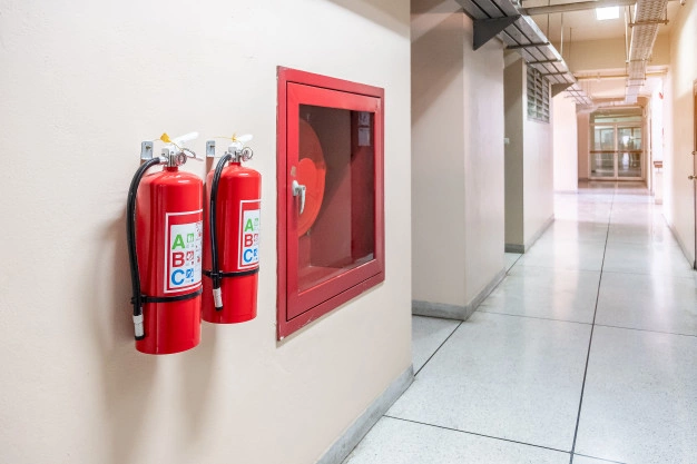 fire extinguisher system wall background powerful emergency equipment industrial 42256 1246