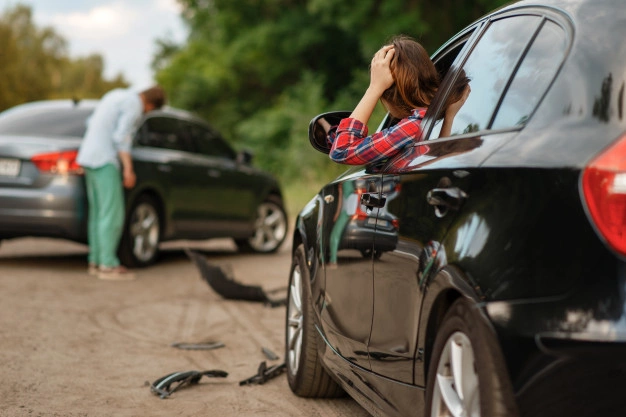 male female drivers after car accident road 266732 5840